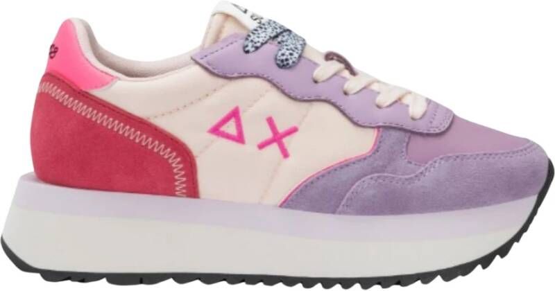 Sun68 Lila Leren Sneakers Lente Zomer