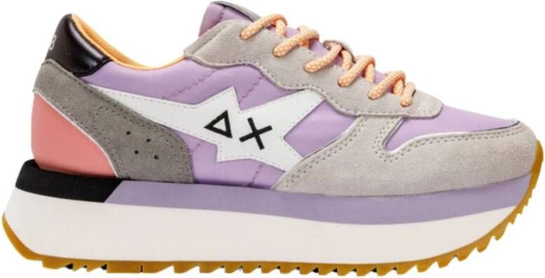 Sun68 Lila Stoffen Sneakers met Suède Details Purple Dames