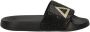 Sun68 Logo Strass Slippers Zwart Goud - Thumbnail 1