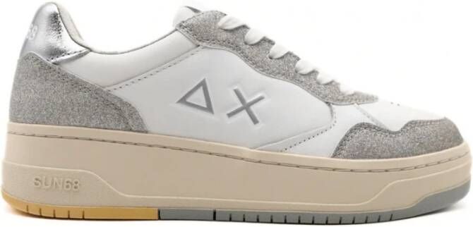 Sun68 Love Lady Basket Sneakers Wit Zilver