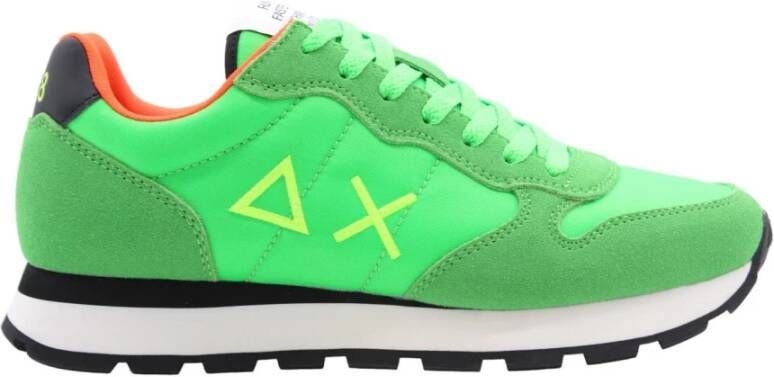 Sun68 Groene herensneakers met voorgevormd voetbed en verharde hiel Green Heren