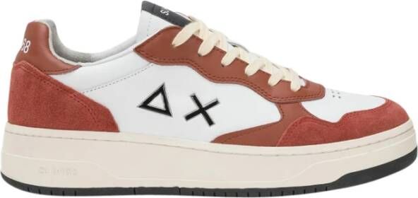 Sun68 Rode Big Basket Leren Sneakers Orange Heren