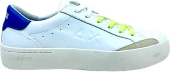 Sun68 Witte en Avio Leren Straatschoenen White Heren