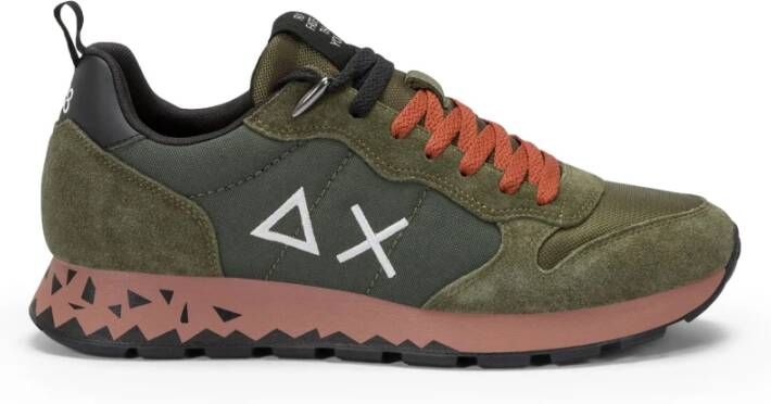 Sun68 Sneakers van suède en militaire stof