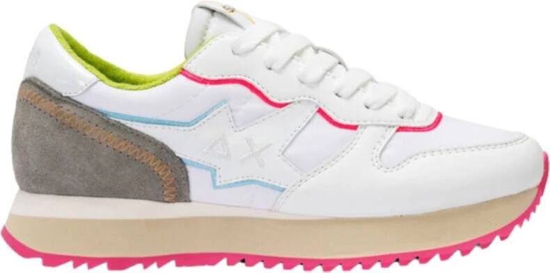 Sun68 Sportieve Sneaker in Wit Leer en Nylon White Dames