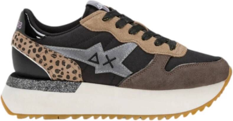 Sun68 Stargirl Mix Materiaal Sneaker Zwart Suède