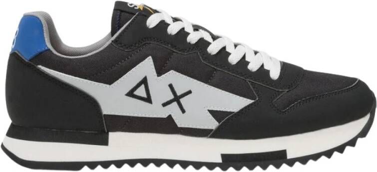 Sun68 Zwarte Sneakers Eco-Leer Suède Afwerking Black Heren