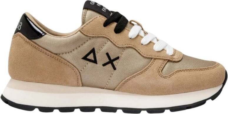 Sun68 Beige Suède en Stoffen Sneakers met Zwarte Details Beige Dames - Foto 4