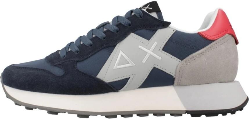 Sun68 Blauwe Sneakers Hardloopstijl Lichtgewicht Grip Blue Heren