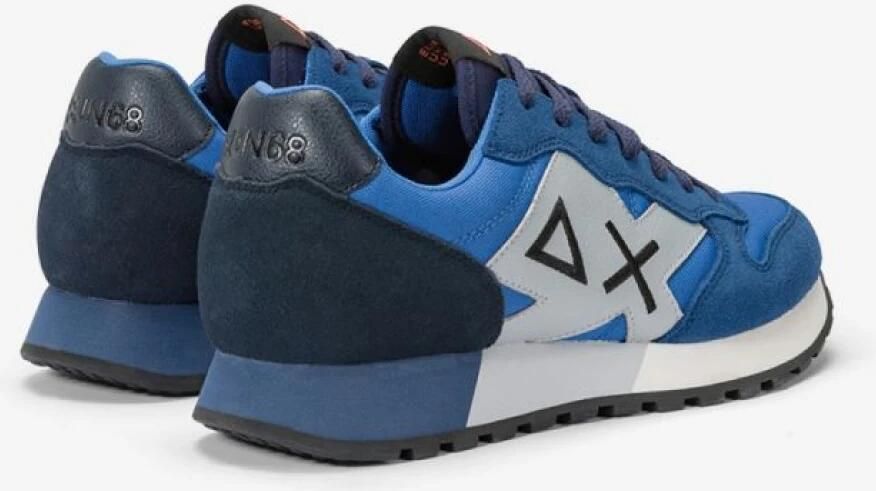 Sun68 Blauwe Leren Sneakers Jaki Solid Blue Heren
