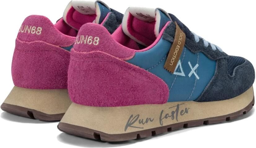 Sun68 Vintage Casual Sneaker Blauw Nylon Suède