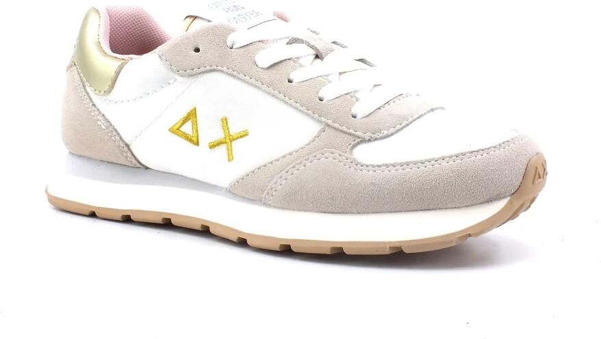 Sun68 Meisjes Ally Goud Zilver Suède Nylon Sneakers White Dames
