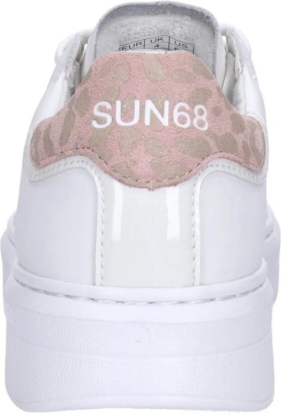 Sun68 Witte en roze leren sneakers Grace Leather White Dames