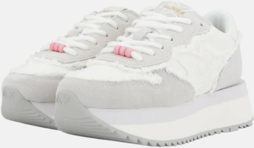 Sun68 Canvas Fringe High Top Sneakers Gray Dames