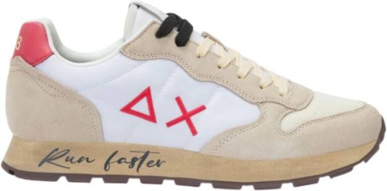 Sun68 Witte lage sneakers Bianco Rosso