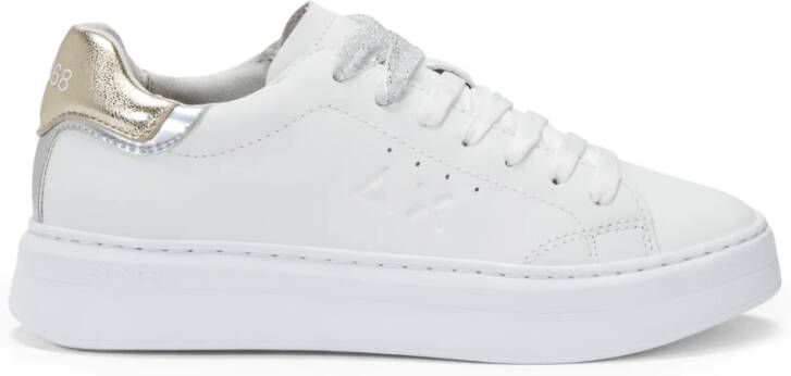 Sun68 Witte leren sneakers met metallic details