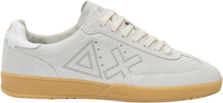 Sun68 Witte Leren Sneakers Rubberen Zool Logo