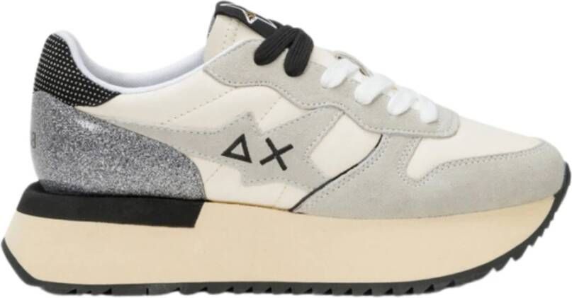 Sun68 Witte Platte Schoenen Zilveren Tas White Dames