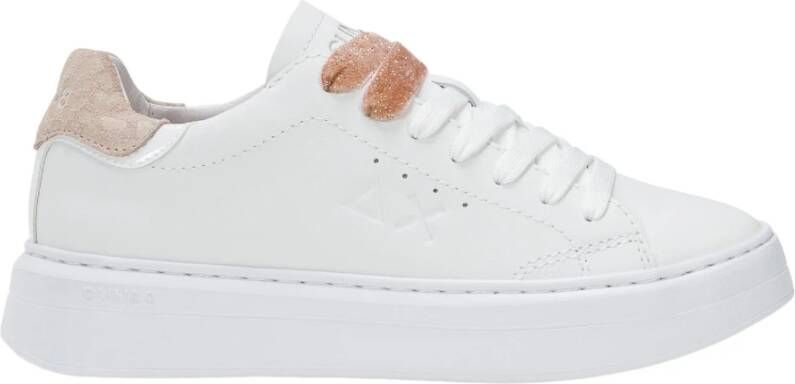 Sun68 Witte en roze leren sneakers Grace Leather White Dames