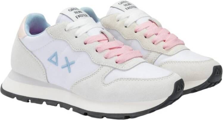 Sun68 Witte Suède Sneakers met Dubbele Witte Veters