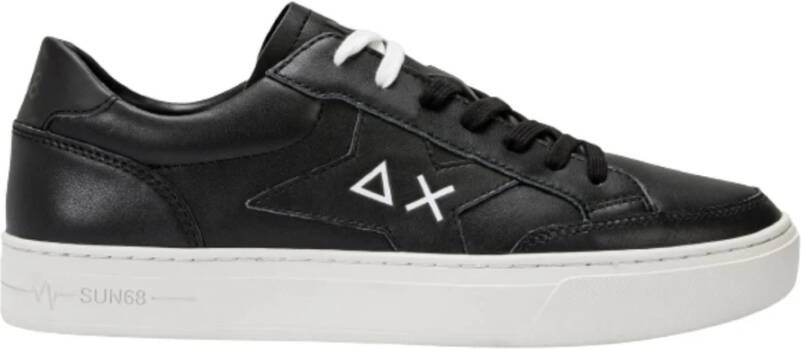 Sun68 Zwarte Leren Skate Sneakers Black Heren