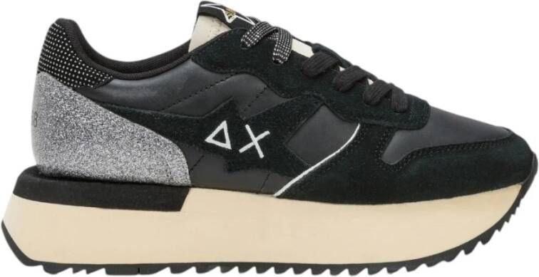Sun68 Zwarte leren sneakers Big Stargirl Bag Black Dames