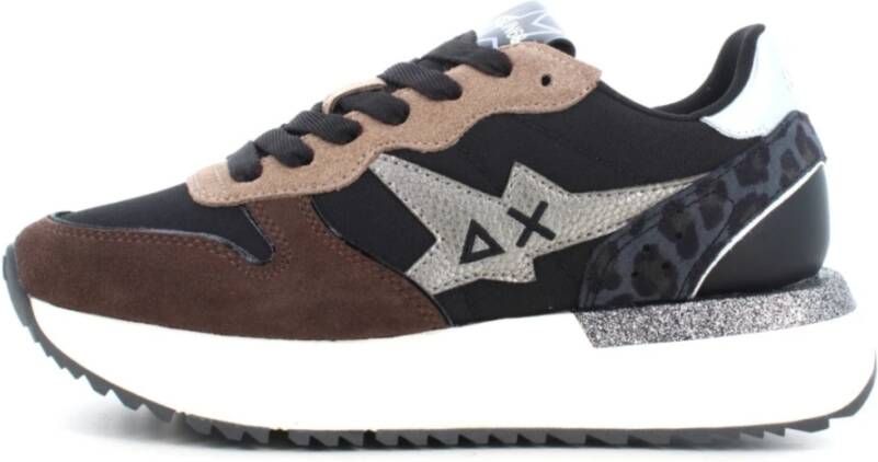 Sun68 Zwarte Sneakers Mix Materiaal Stargirl