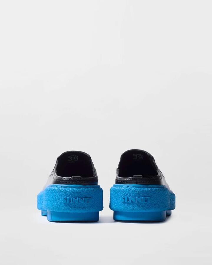 Sunnei Zwarte leren platform muil schoen