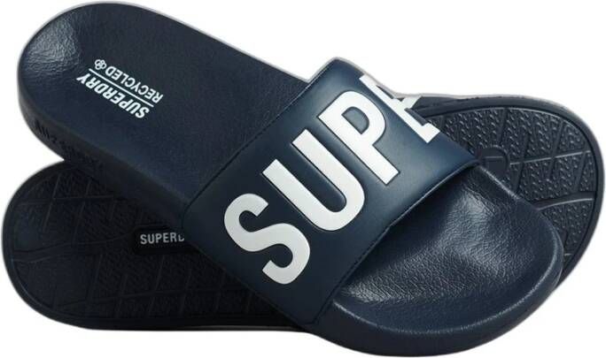 Superdry Badslippers Code Core Vegan Pool Slide Blauw Heren