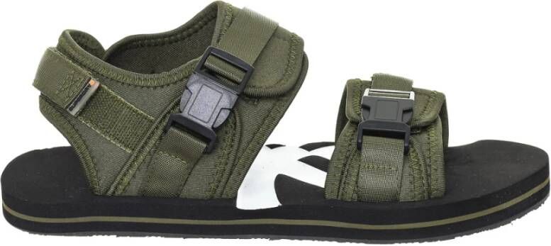 Superdry Zwarte Trekking Sandalen met Klittenband en Gespsluiting Zwarte Trek-sandalen met klittenband- en gespsluiting Black Green Heren