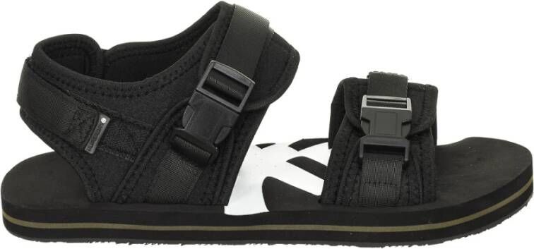 Superdry Zwarte Trekking Sandalen met Klittenband en Gespsluiting Zwarte Trek-sandalen met klittenband- en gespsluiting Black Green Heren