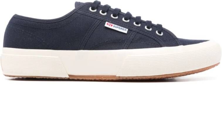 Superga Blauwe Sneakers met Veters en Rubberen Zool