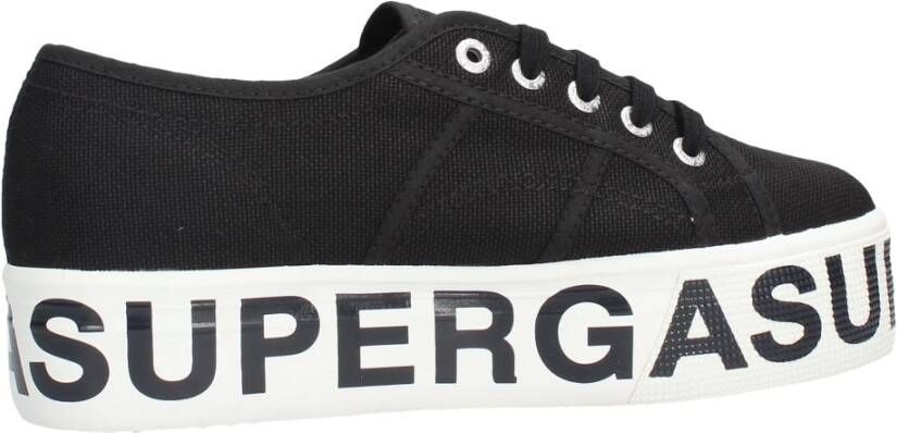 Superga Canvas Wedge Sneaker met Gevulkaniseerde Rubberen Zool Black Dames