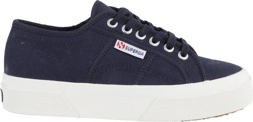 Superga Navy Blauw Platform Canvas Sneakers