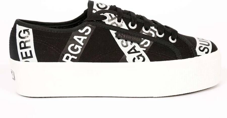 Superga Sneakers 2790 Zwarte Letters Streetwear Vrouwen