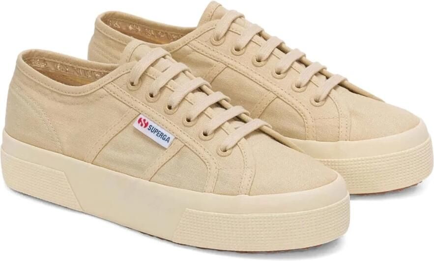 Superga Beige Off White Platform Linnen Schoenen