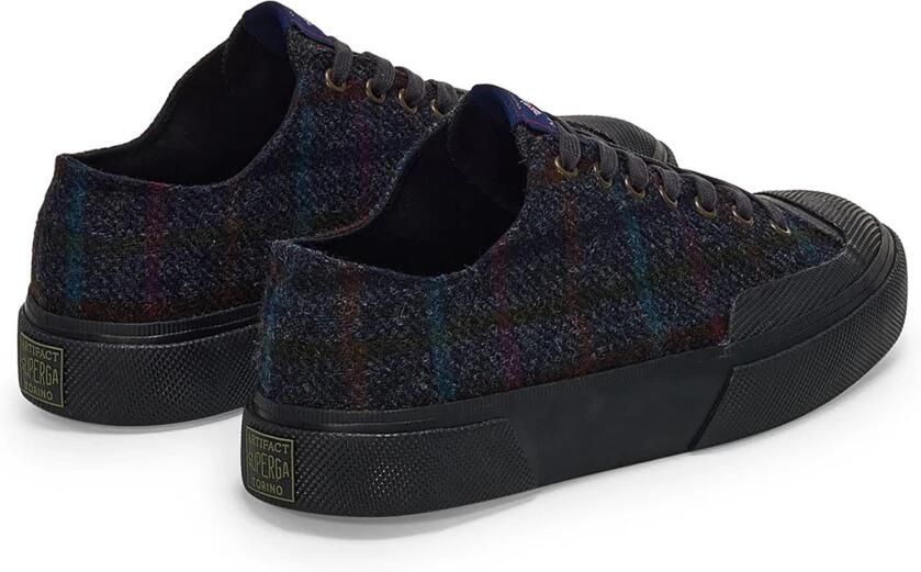 Superga Blauwe Wol Sneakers Veters Rubberen Zool