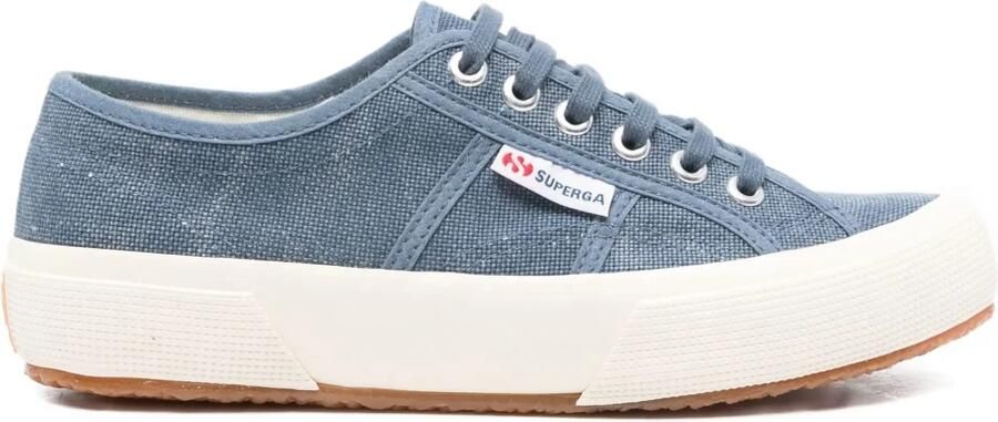 Superga Navy Gewassen Katoenen Sneakers