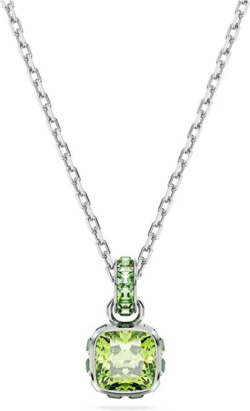 Swarovski Ketting met hanger geboortesteen augustus kussen geslepen groen