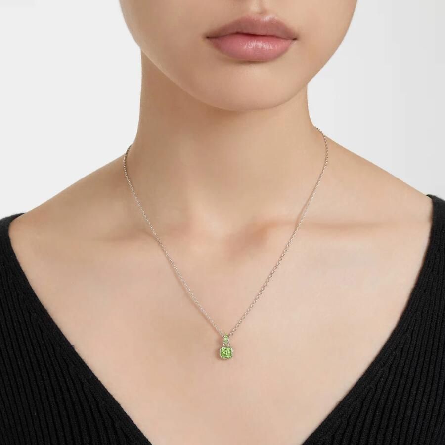 Swarovski Ketting met hanger geboortesteen augustus kussen geslepen groen - Foto 2