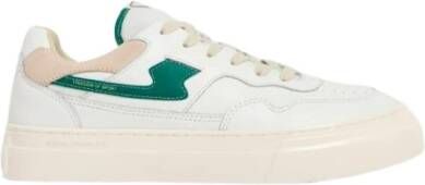 S.w.c. Stepney Workers Club Stepney Workers Club Pearl Strike Leather Sneakers White Green Beige