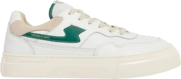 S.w.c. Stepney Workers Club Stepney Workers Club Pearl Strike Leather Sneakers White Green Beige