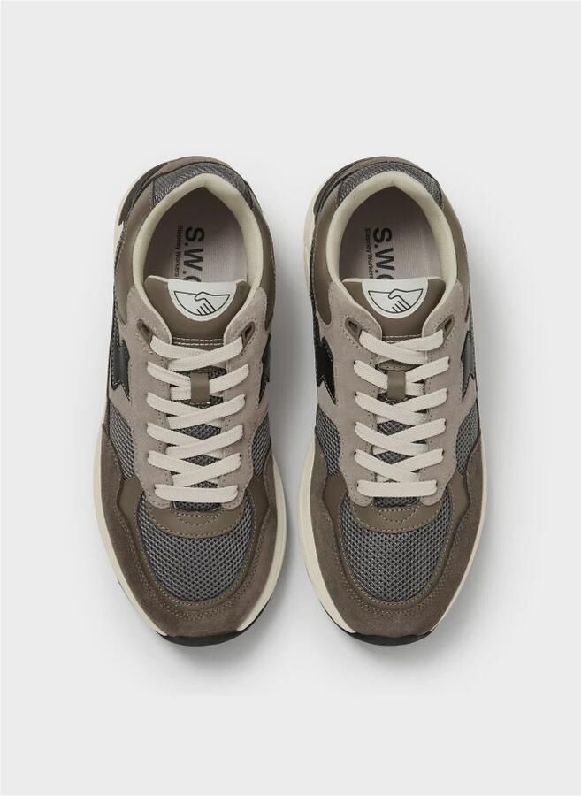 S.w.c. Stepney Workers Club Amiel S-Strike Suede Mix Sneakers Grijs Heren