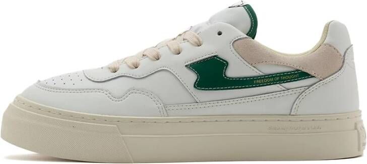 S.w.c. Stepney Workers Club Stepney Workers Club Pearl Strike Leather Sneakers White Green Beige Heren