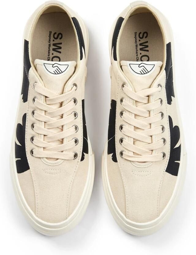 S.w.c. Stepney Workers Club Canvas Sneaker met Shroom Hands Print Beige