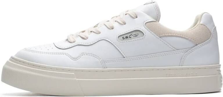 S.w.c. Stepney Workers Club Witte Leren Sneakers met Geo-Merged Afwerking