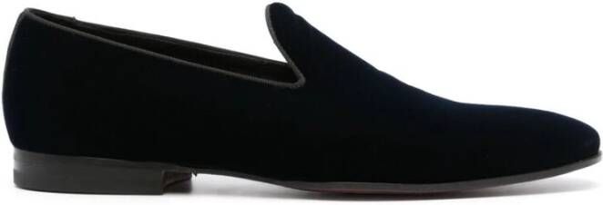 Tagliatore Midnight Blue Velvet Slip-On Schoenen Blue Heren