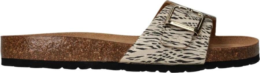 tamaris Beige Gestreepte Slipper Multicolor Dames