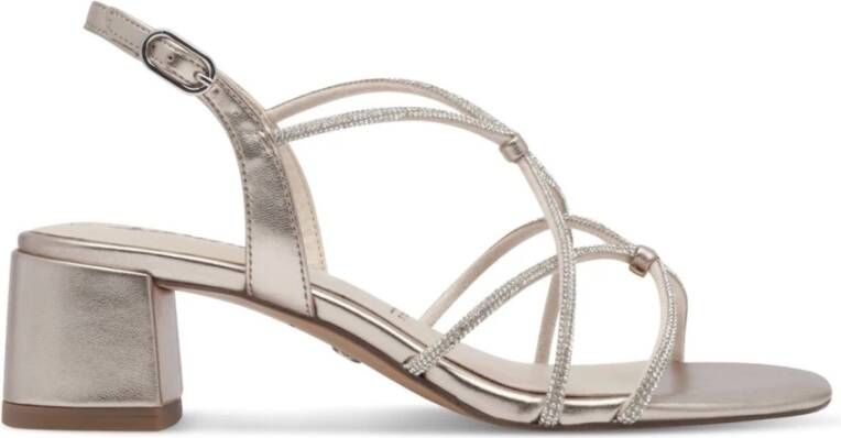 Tamaris Beige Platte Sandaal met Hak