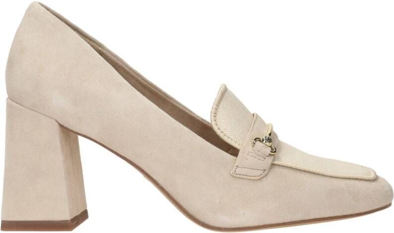 tamaris Beige Suède Pump met Gouden Detail Beige Dames